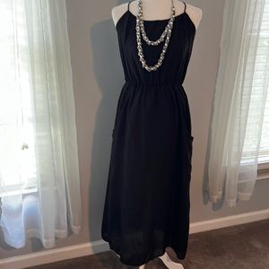 Black Boho Dress with Side Pockets